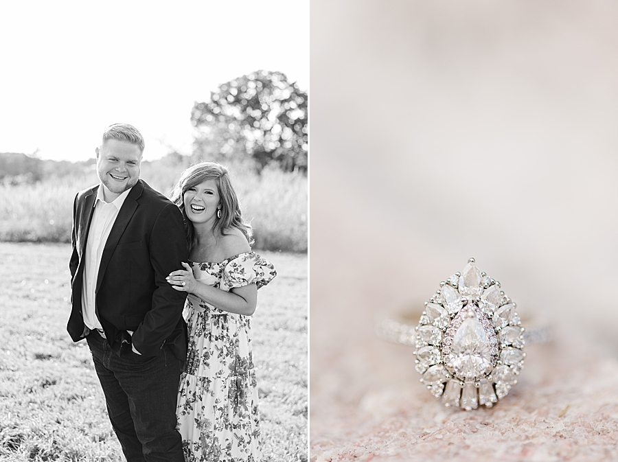 teardrop engagement ring at fall marblegate farm engagement