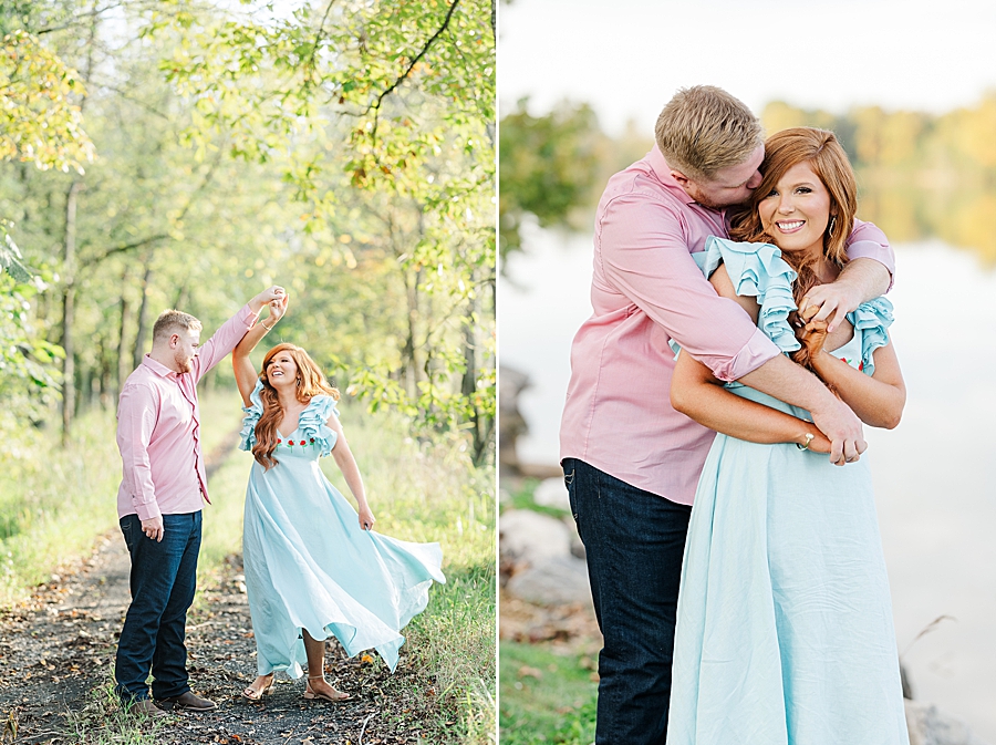 flowy dress at fall marblegate farm engagement