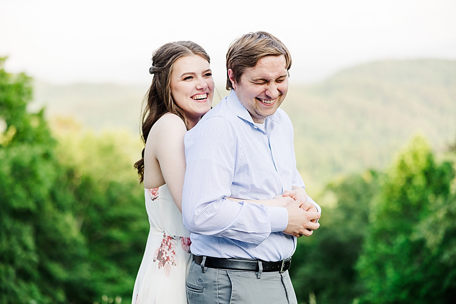 laughing together at foothills parkway engagement