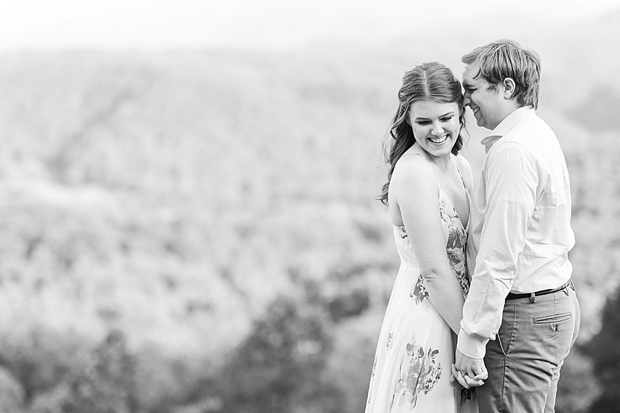 black and white foothills parkway engagement photo