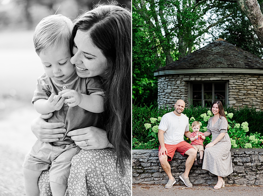 stone wall at garden family session