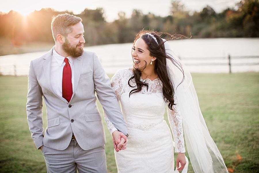 Red tie at this Toqua Campground Wedding by Knoxville Wedding Photographer, Amanda May Photos.