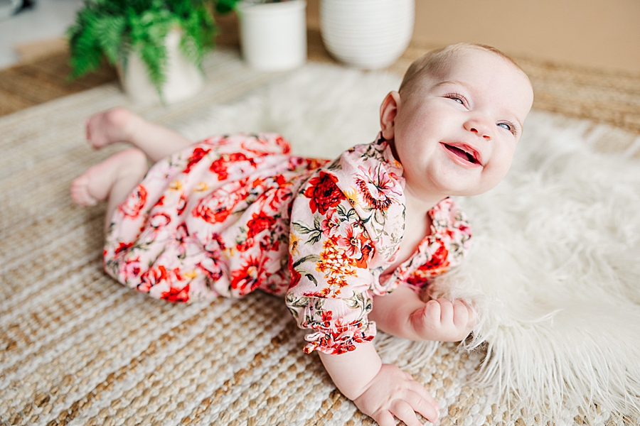 baby in red at highlight studio 6 months session