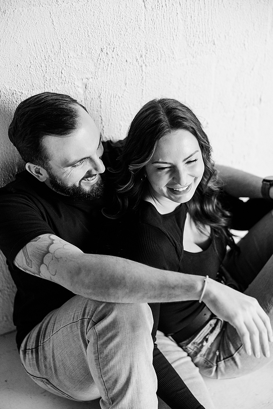 black and white photo of highlight studio couple session