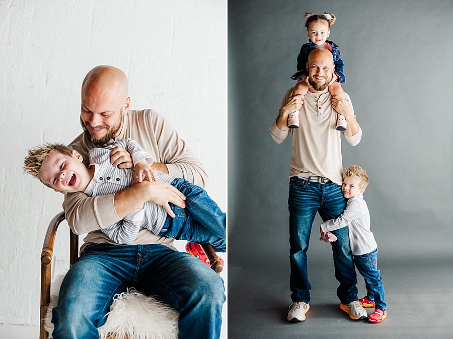 girl on dad's shoulders at highlight studio