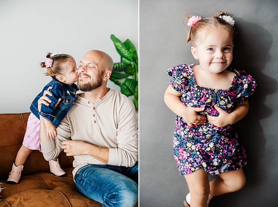 girl kissing dad's cheek