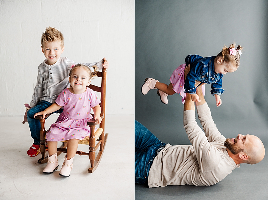 dad and daughter playing airplane