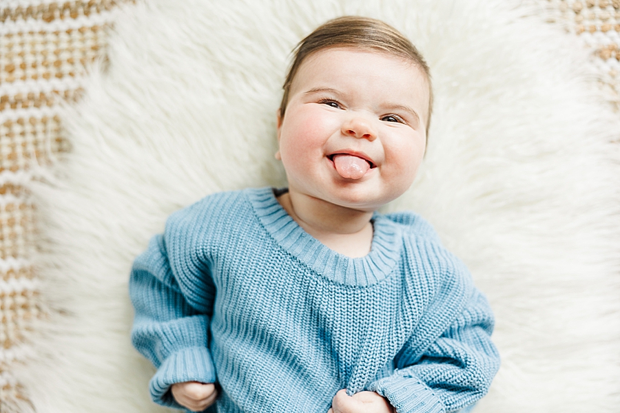 baby sticking out tongue at highlight studio