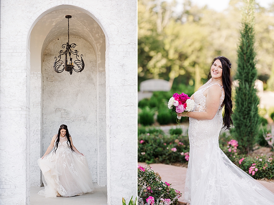 twirling wedding dress at howe farms bridal session