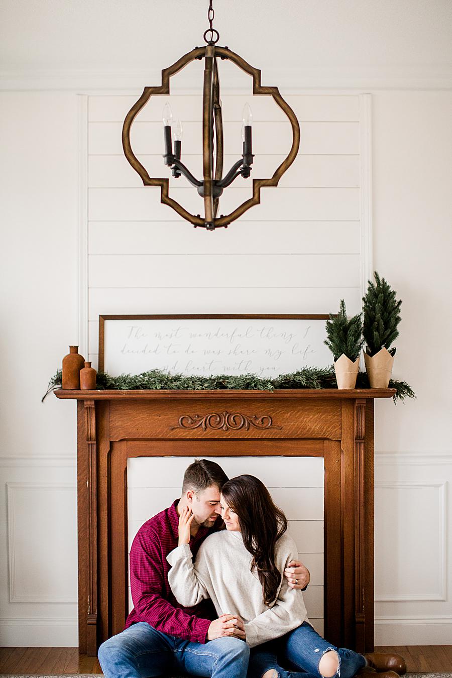 Geometric chandelier at this home lifestyle session by Knoxville Wedding Photographer, Amanda May Photos.