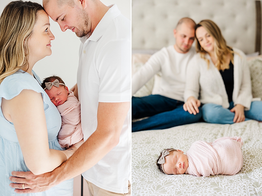 parents and baby at in home newborn session