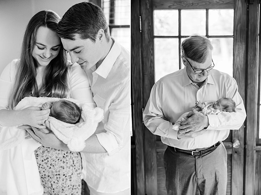black and white photos at in home newborn session