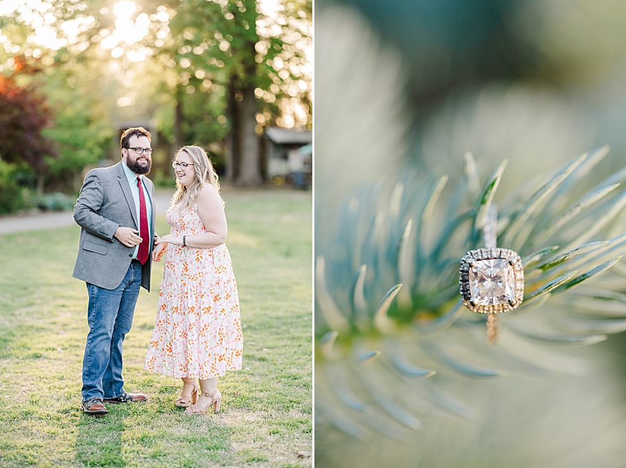 Ring resting the greenery at engagement session by Amanda May Photos