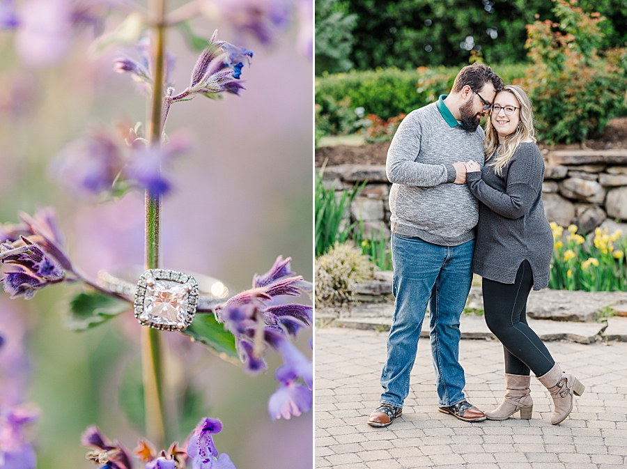 Ring resting on the flowers at engagement session by Amanda May Photos