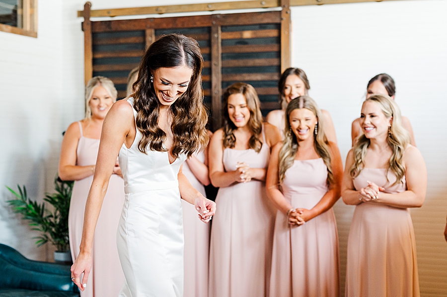 Bridesmaids reaction to bride at Mill & Mine Wedding by Amanda May Photos