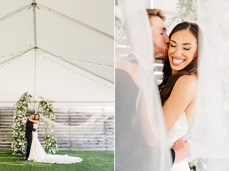 Kissing her cheek at Wedding by Amanda May Photos