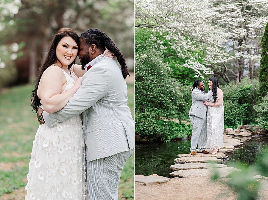 Holding her face at Garden Engagement Session by Amanda May Photos