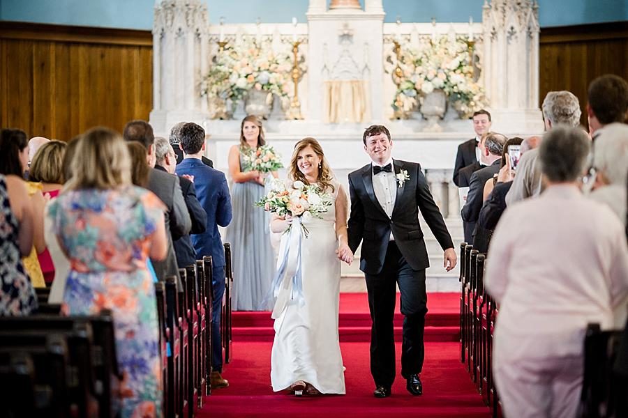 Just married at this Southern Railway Station Wedding by Knoxville Wedding Photographer, Amanda May Photos.