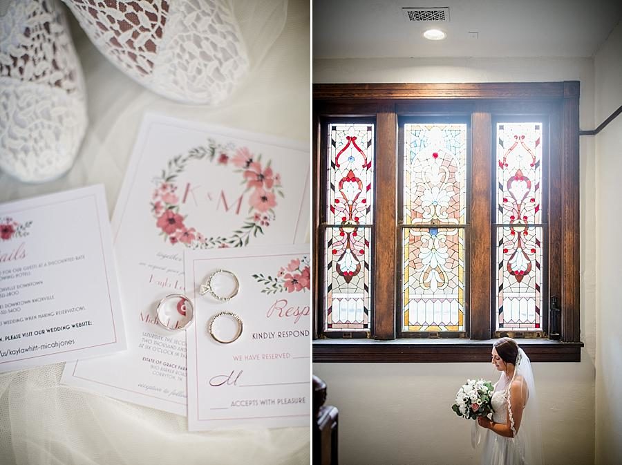 Stained glass window at this Historic Westwood Bridal Session by Knoxville Wedding Photographer, Amanda May Photos.