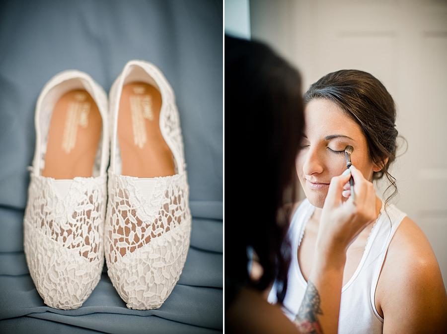Nude, lace Toms at this Estate of Grace Wedding by Knoxville Wedding Photographer, Amanda May Photos.