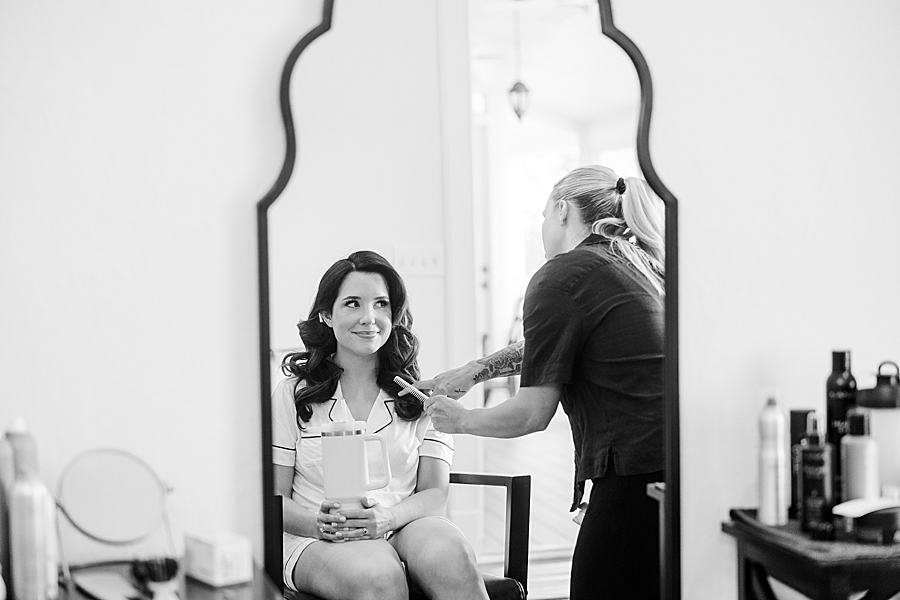 Bride getting hair done at Marblegate Wedding by Amanda May Photos