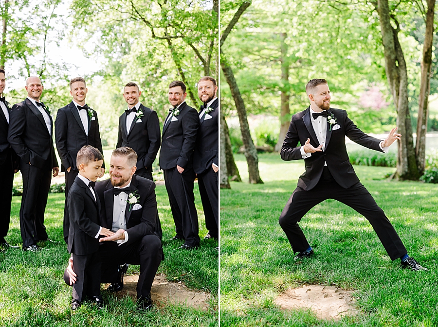 Groom and ring bearer high-five at Marblegate Wedding by Amanda May Photos