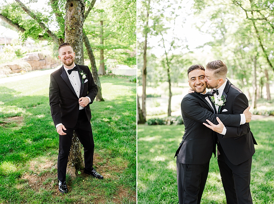 Groom hugs groomsmen at Marblegate Wedding by Amanda May Photos