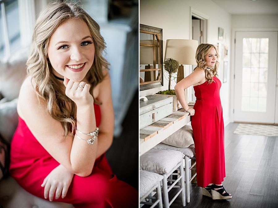 Red jumper at this Estate of Grace Senior Session by Knoxville Wedding Photographer, Amanda May Photos.