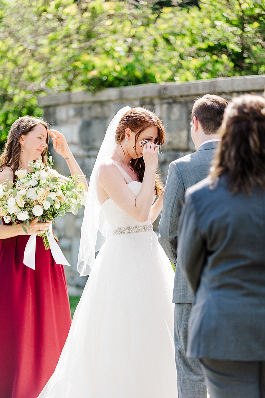 emotional bride at kincaid house wedding