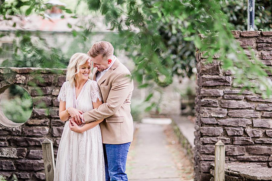 Khaki sport coat at this Knoxville Botanical Gardens engagement by Knoxville Wedding Photographer, Amanda May Photos.