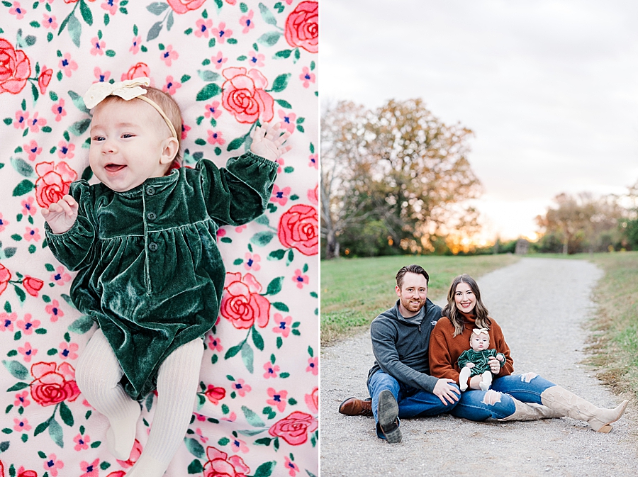 family of three at knoxville botanical 3 month session