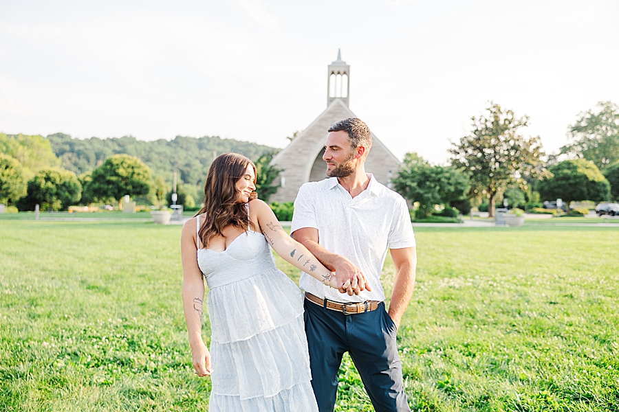 couple at lakeshore park engagement