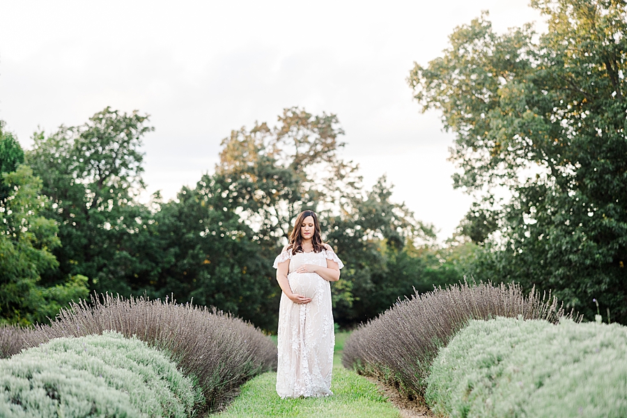 pregnant woman at lavender farm