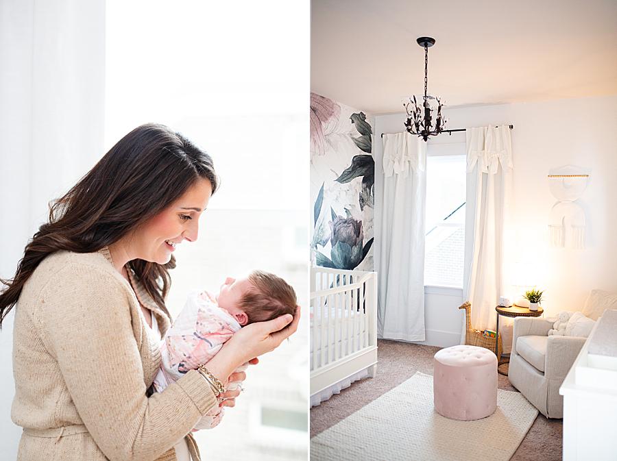 Girl nursery at this newborn session by Knoxville Wedding Photographer, Amanda May Photos.