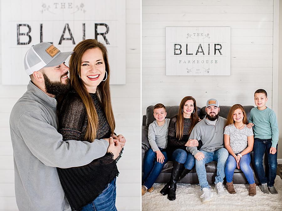 Blair family sign at this lifestyle session by Knoxville Wedding Photographer, Amanda May Photos.