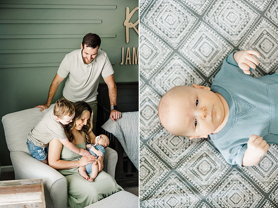 baby on rug at lifestyle newborn session