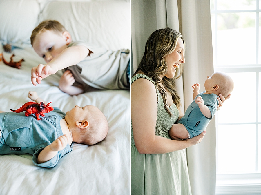 baby and dinosaurs at lifestyle newborn session