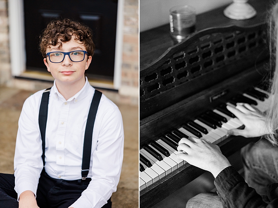 playing piano at loudon senior photos