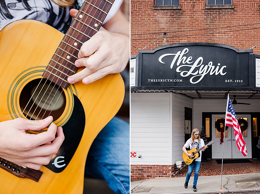 playing guitar at loudon senior photos