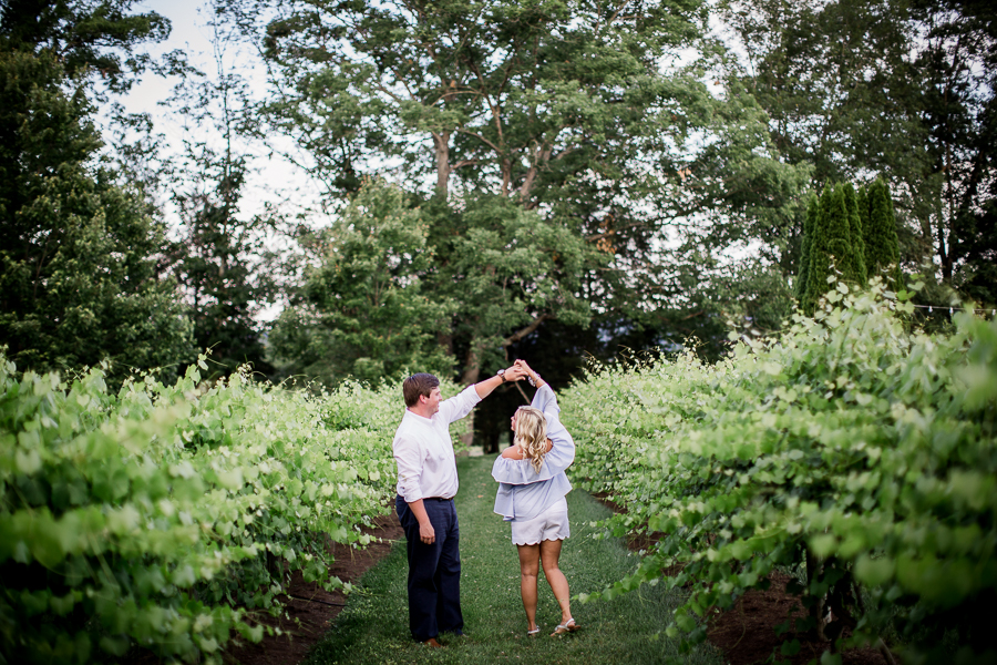 Twirling at this Castleton Engagement session by Knoxville Wedding Photographer, Amanda May Photos.