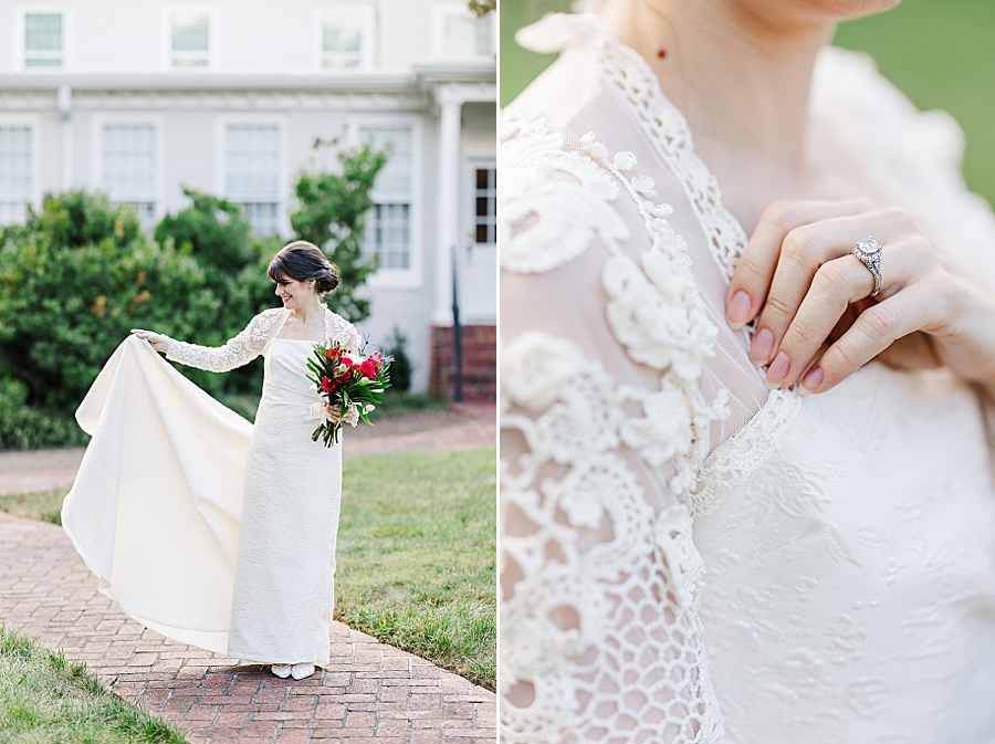 handmade gown at maple grove bridal session
