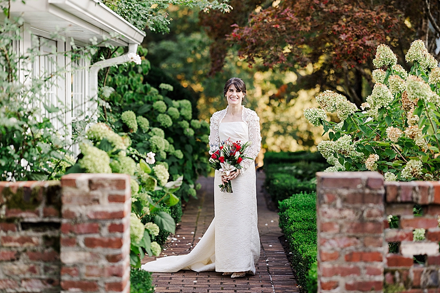 vintage wedding gown at maple grove bridal session