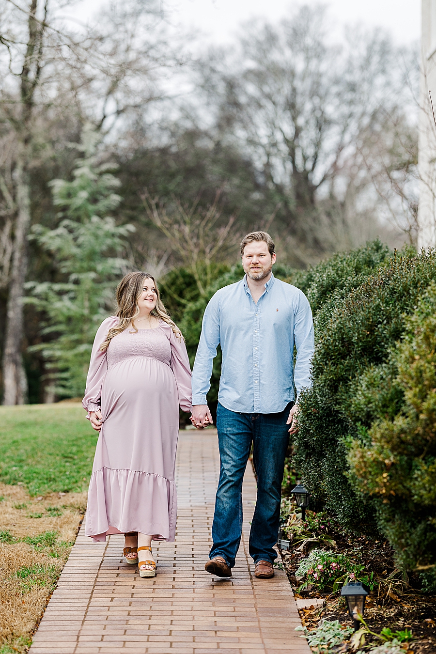 pink and blue outfits at maple grove estate maternity