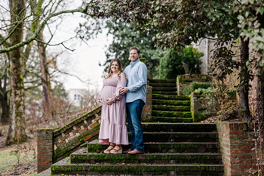 couple on mossy steps
