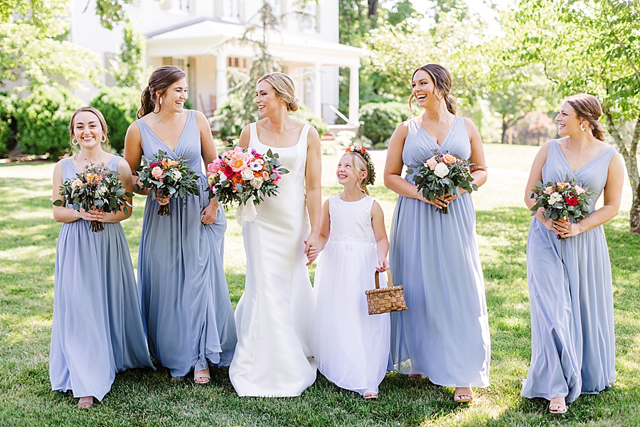 bridal party at maple grove estate