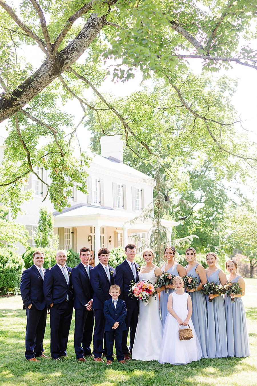 the whole bridal party at maple grove estate