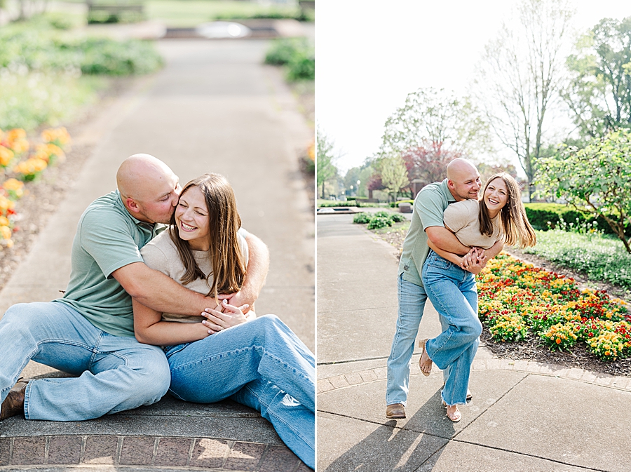 playful couple at maryville engagement