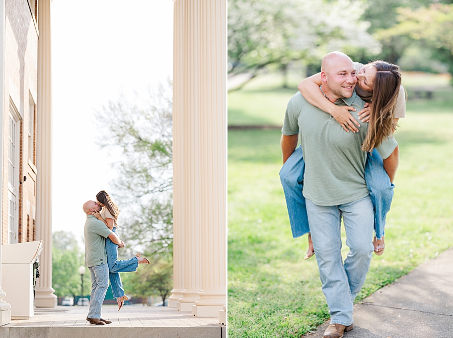 kiss on the cheek at maryville engagement