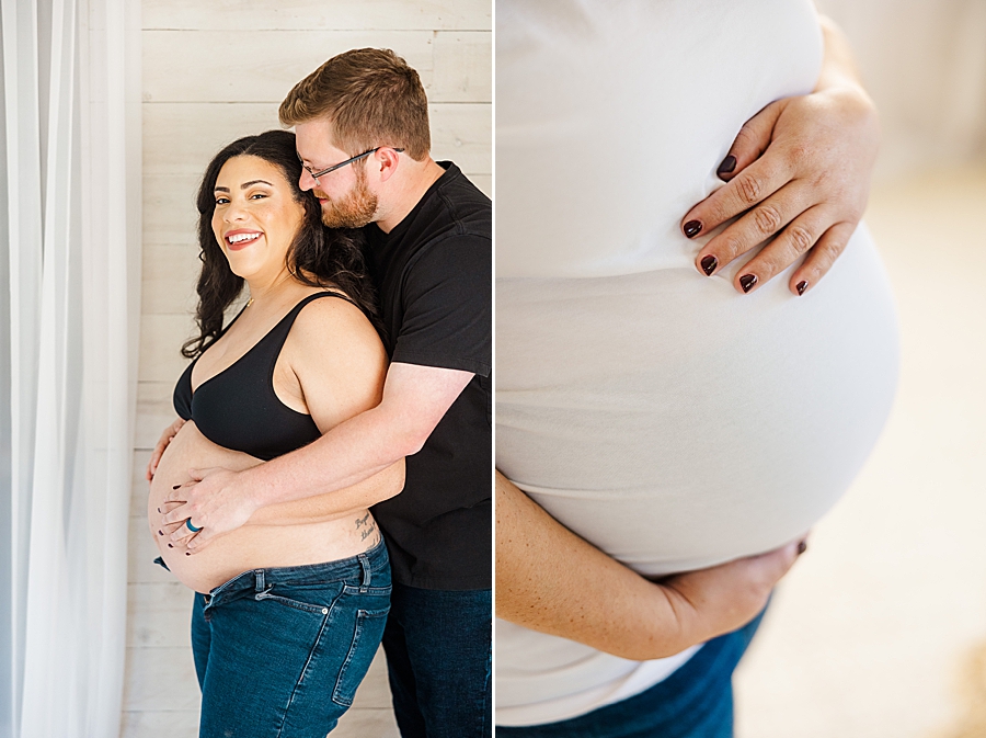 hands around baby bump at maternity session