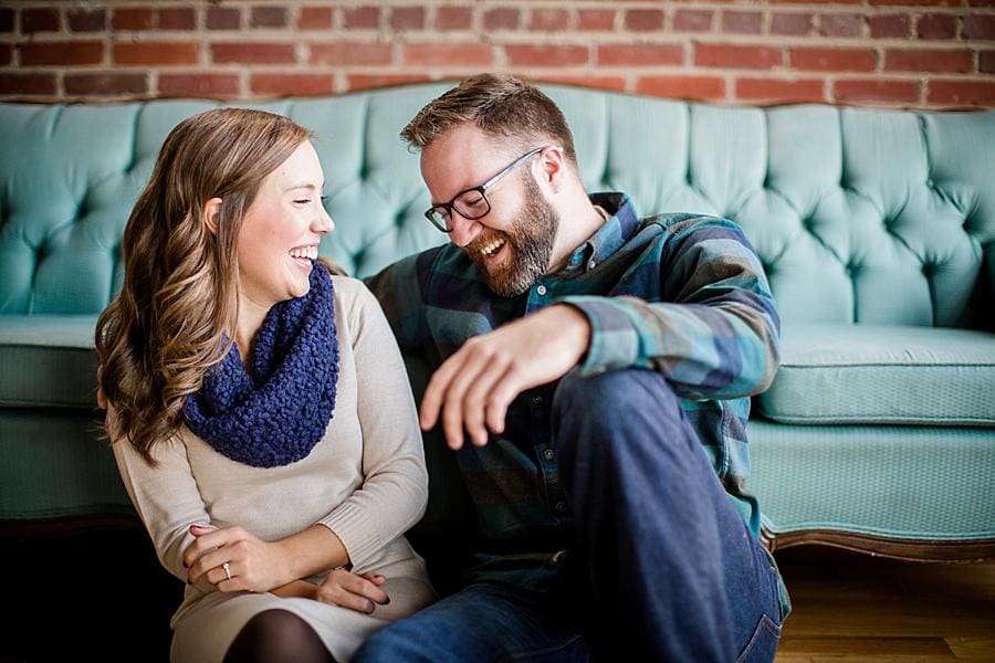 He cracks up at this Engagement Session at The Standard by Knoxville Wedding Photographer, Amanda May Photos.